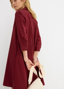 bonprix bonprix Vestido camisero de popelín Rojo rubí Online