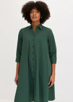 bonprix bonprix Vestido camisero de popelín verde sombra Online