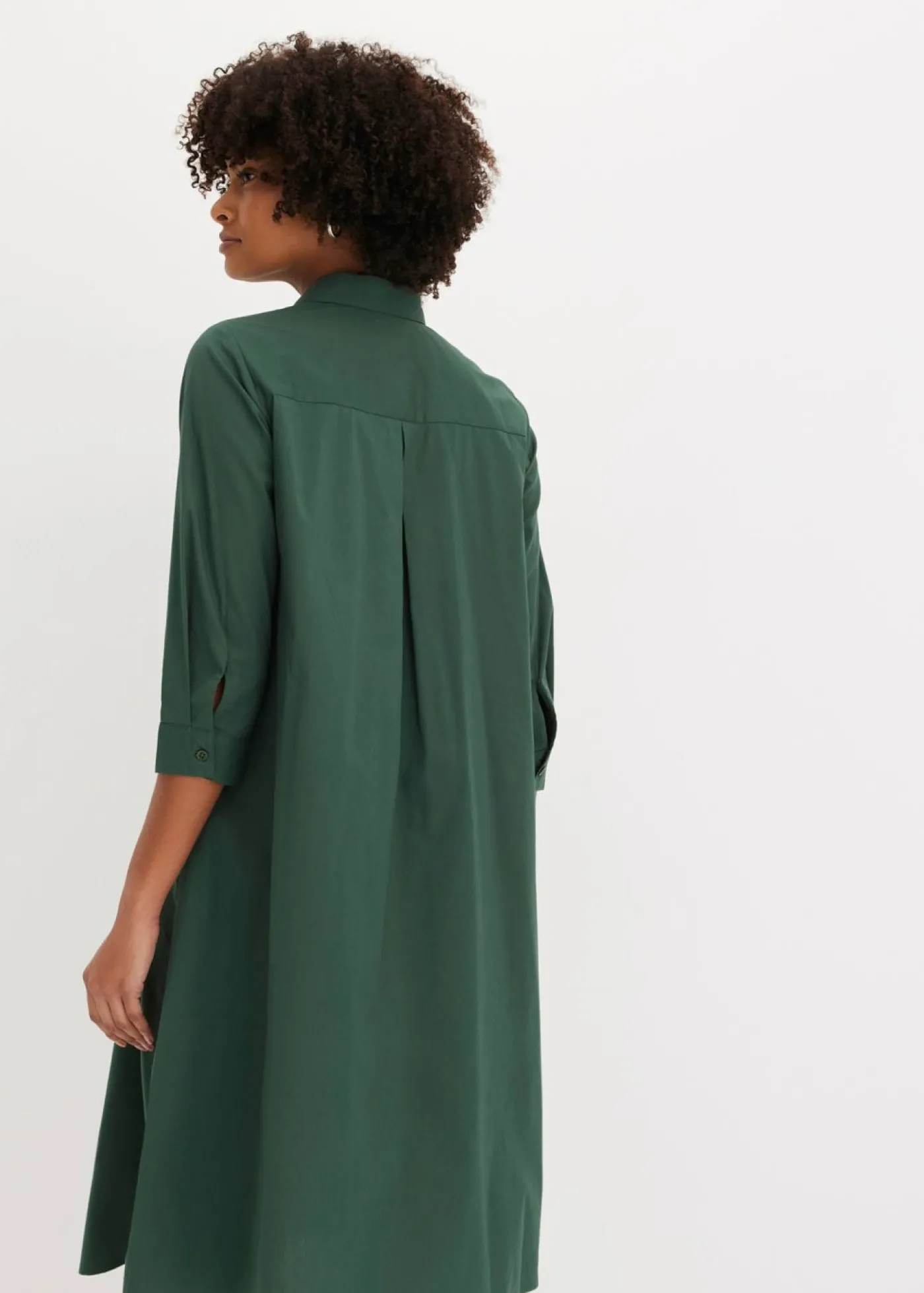 bonprix bonprix Vestido camisero de popelín verde sombra Online