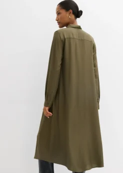 bonprix bonprix Vestido camisero de viscosa fina Verde oliva oscuro Hot