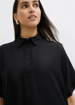 bonprix bonprix Vestido camisero de viscosa fina Negro