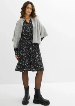 bonprix bonprix Vestido camisero de viscosa suave negro - blanco topos Hot