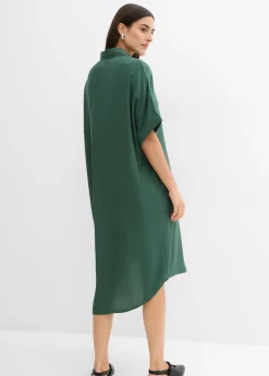 bonprix bonprix Vestido camisero de viscosa fina verde sombra Clearance