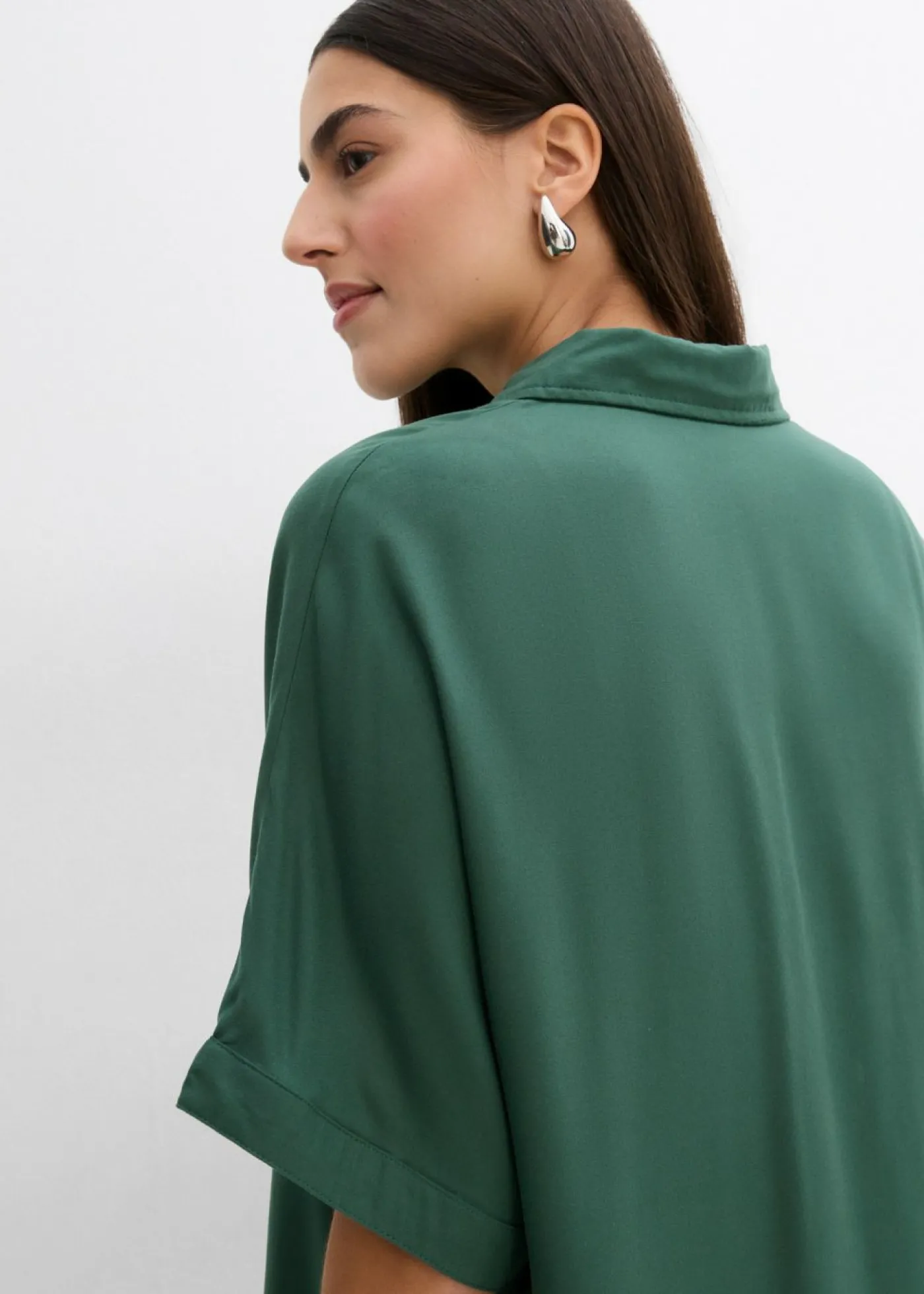 bonprix bonprix Vestido camisero de viscosa fina verde sombra Clearance