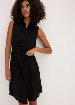 bonprix bonprix Vestido camisero de viscosa Negro