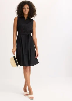 bonprix bonprix Vestido camisero de viscosa Negro