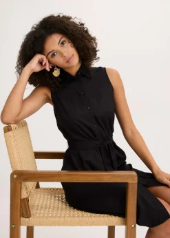 bonprix bonprix Vestido camisero de viscosa Negro