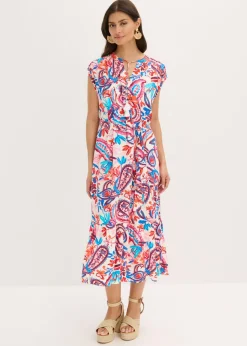 bonprix bonprix Vestido camisero fluido blanco lana-mango-fresa-rosa-azul glaciar Discount