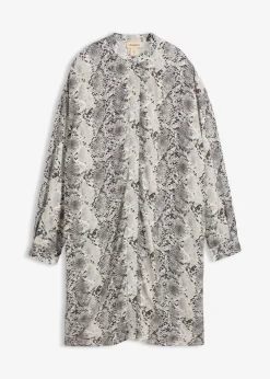 bonprix bonprix Vestido camisero holgado de viscosa fina piel de serpiente negro-blanco Hot