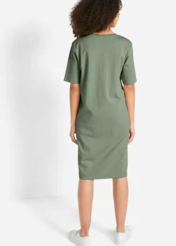 bonprix bonprix Vestido camisero holgado de algodón puro (2 unidades) Azul marino + verde hierba Discount
