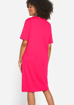 bonprix bonprix Vestido camisero holgado de algodón puro (2 unidades) Rosa hibisco + gris jaspeado Outlet