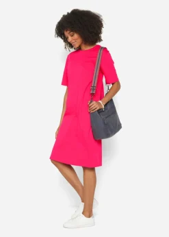 bonprix bonprix Vestido camisero holgado de algodón puro (2 unidades) Rosa hibisco + gris jaspeado Outlet