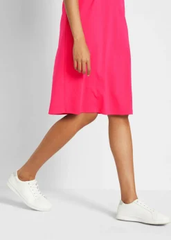 bonprix bonprix Vestido camisero holgado de algodón puro (2 unidades) Rosa hibisco + gris jaspeado Outlet