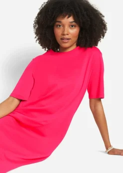bonprix bonprix Vestido camisero holgado de algodón puro (2 unidades) Rosa hibisco + gris jaspeado Outlet