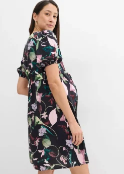 bonprix bonprix Vestido camisero premamá/de lactancia 2 en 1 de viscosa fluida negro-marrón caoba-rojo castaño-rosa antiguo-lila claro-blanco lana-beige-verde aceite-verde oliva oscuro-pino con flores Outlet