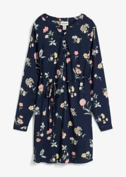 bonprix bonprix Vestido camisero premamá/de lactancia 2 en 1 de viscosa azul marino-multicolor con flores Outlet