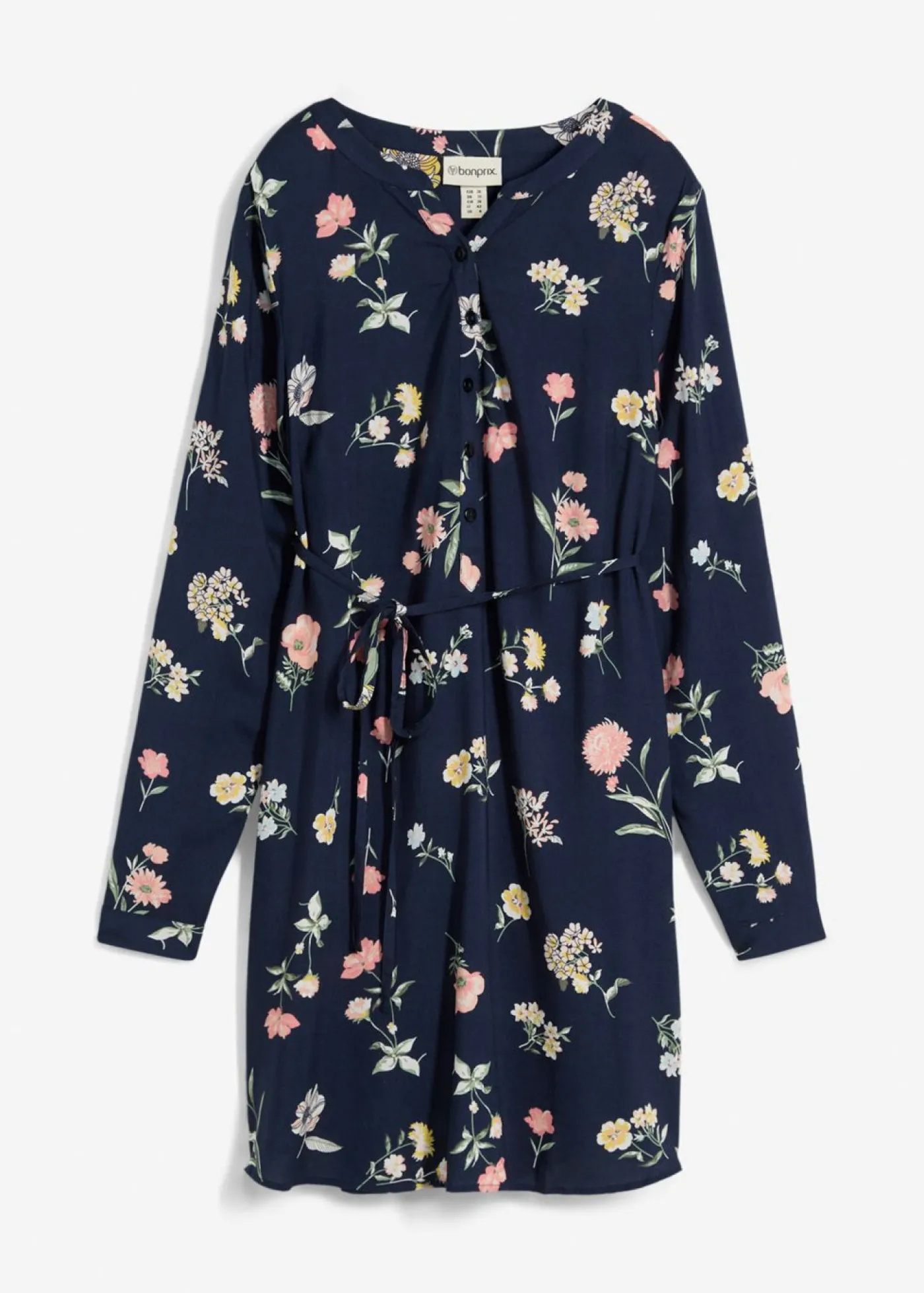 bonprix bonprix Vestido camisero premamá/de lactancia 2 en 1 de viscosa azul marino-multicolor con flores Outlet