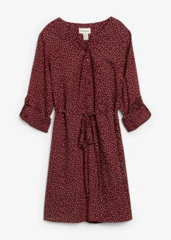 bonprix bonprix Vestido camisero premamá/de lactancia 2 en 1 de viscosa fluida Mora oscuro/blanco de lunares