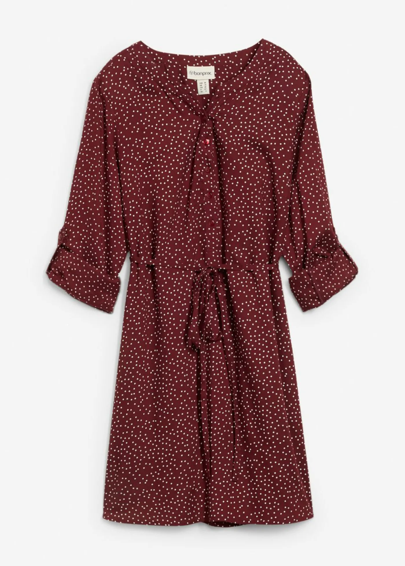 bonprix bonprix Vestido camisero premamá/de lactancia 2 en 1 de viscosa fluida Mora oscuro/blanco de lunares