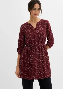 bonprix bonprix Vestido camisero premamá/de lactancia 2 en 1 de viscosa fluida Mora oscuro/blanco de lunares