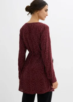 bonprix bonprix Vestido camisero premamá/de lactancia 2 en 1 de viscosa fluida Mora oscuro/blanco de lunares
