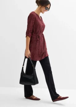 bonprix bonprix Vestido camisero premamá/de lactancia 2 en 1 de viscosa fluida Mora oscuro/blanco de lunares