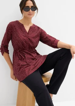 bonprix bonprix Vestido camisero premamá/de lactancia 2 en 1 de viscosa fluida Mora oscuro/blanco de lunares