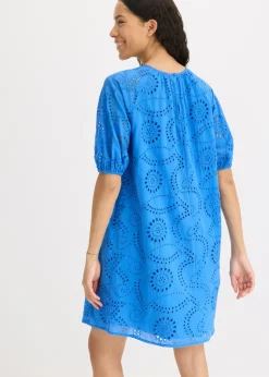 bonprix bonprix Vestido con bordado calado azul glaciar Clearance