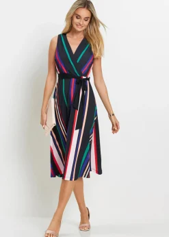 bonprix bonprix Vestido con cordón Negro-multicolor de rayas Best