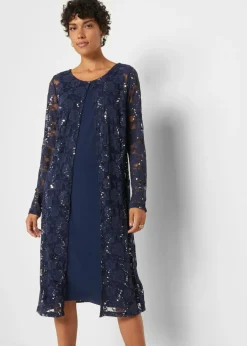 bonprix bonprix Vestido con encaje (2 piezas) Azul marino Sale