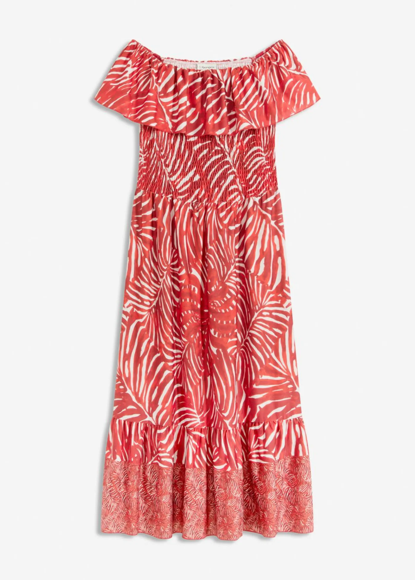 bonprix bonprix Vestido con escote bañera Rojo-blanco Online