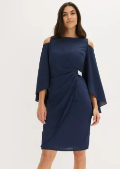bonprix bonprix Vestido con escote bañera Azul marino Outlet