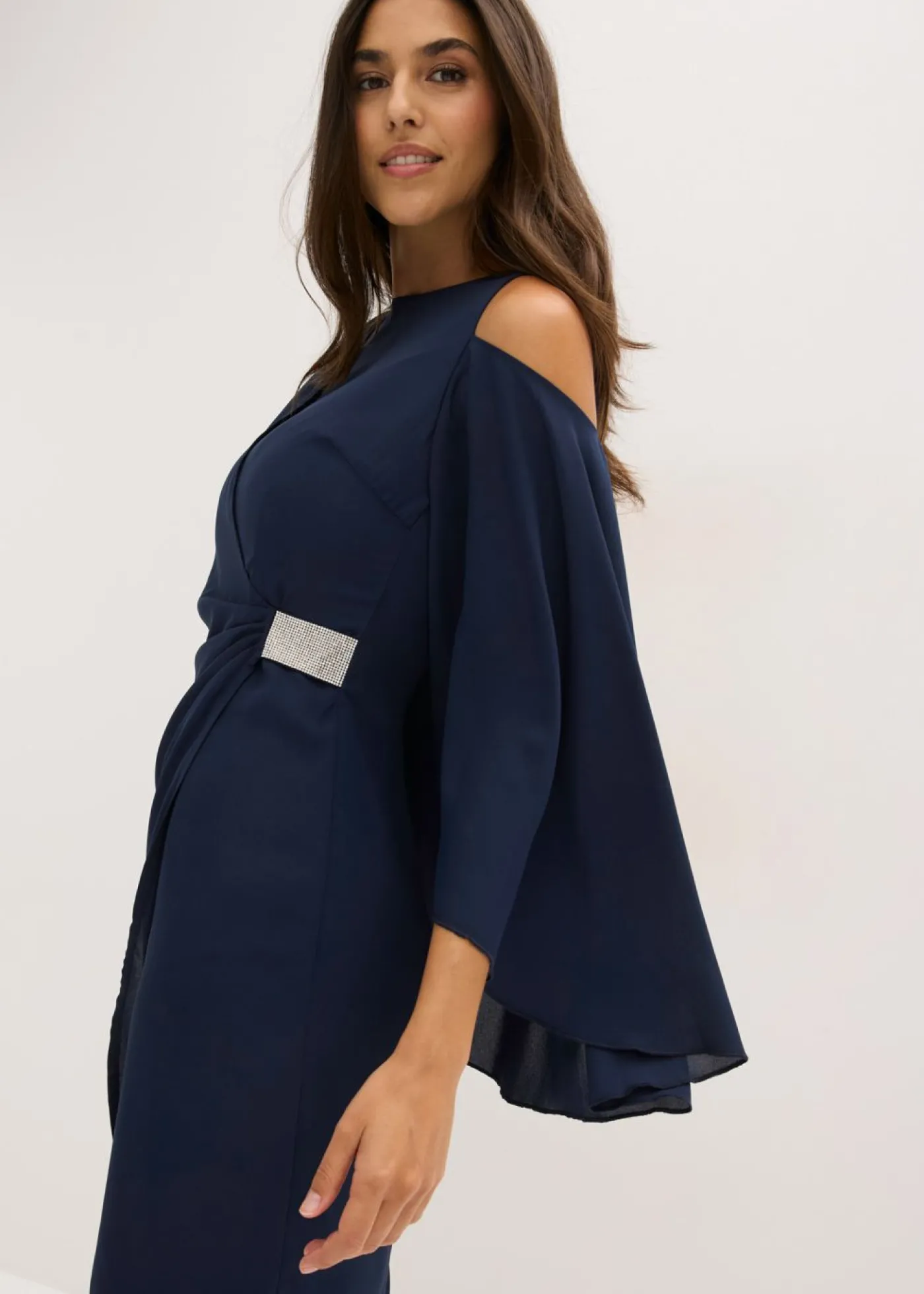 bonprix bonprix Vestido con escote bañera Azul marino Outlet