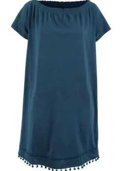 bonprix bonprix Vestido con escote bañera de punto Azul oscuro Hot