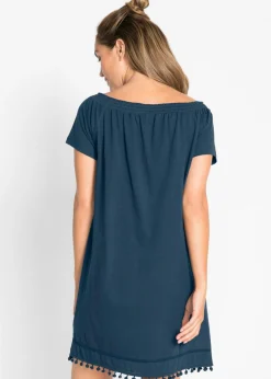 bonprix bonprix Vestido con escote bañera de punto Azul oscuro Hot