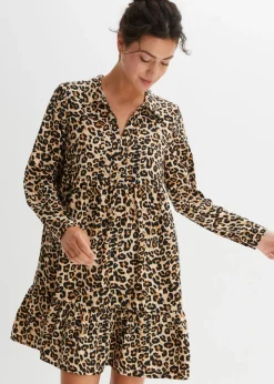 bonprix bonprix Vestido con estampado animal Beige tiza-marrón con estampado de leopardo New
