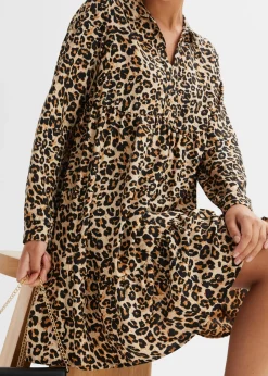 bonprix bonprix Vestido con estampado animal Beige tiza-marrón con estampado de leopardo New