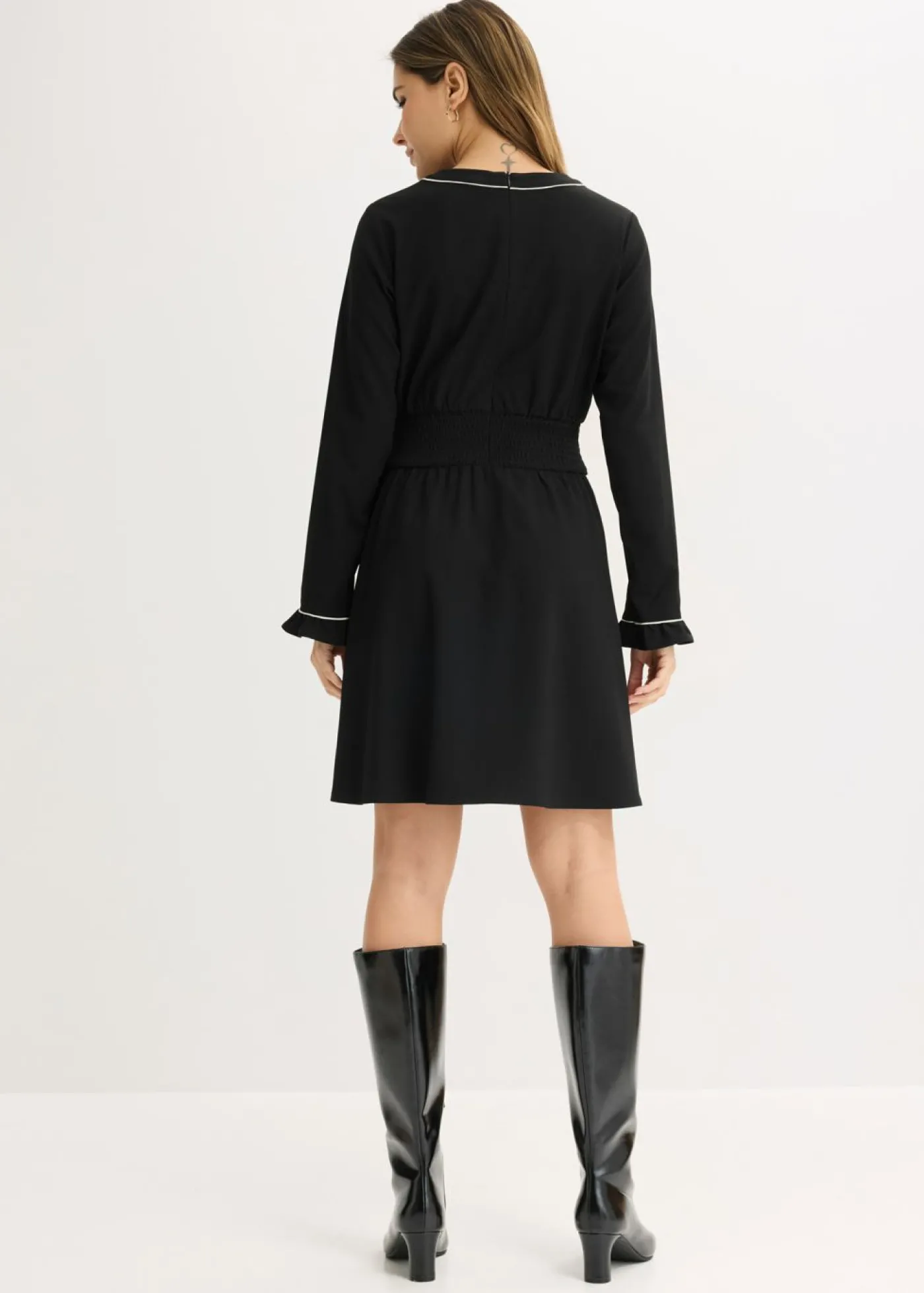 bonprix bonprix Vestido con volantes Negro-blanco lana Best