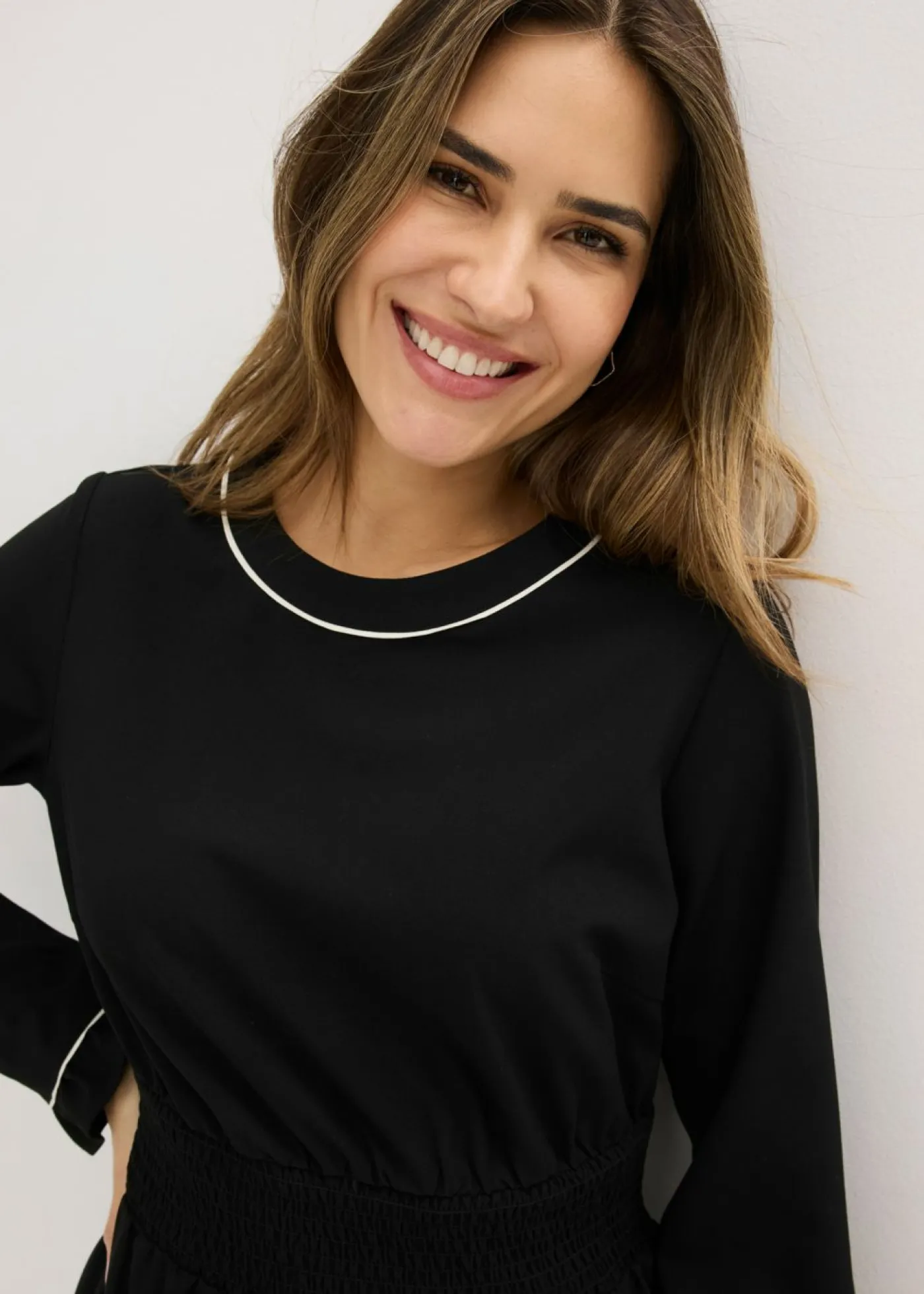 bonprix bonprix Vestido con volantes Negro-blanco lana Best