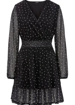 bonprix bonprix Vestido corto negro / crema suave topos Clearance