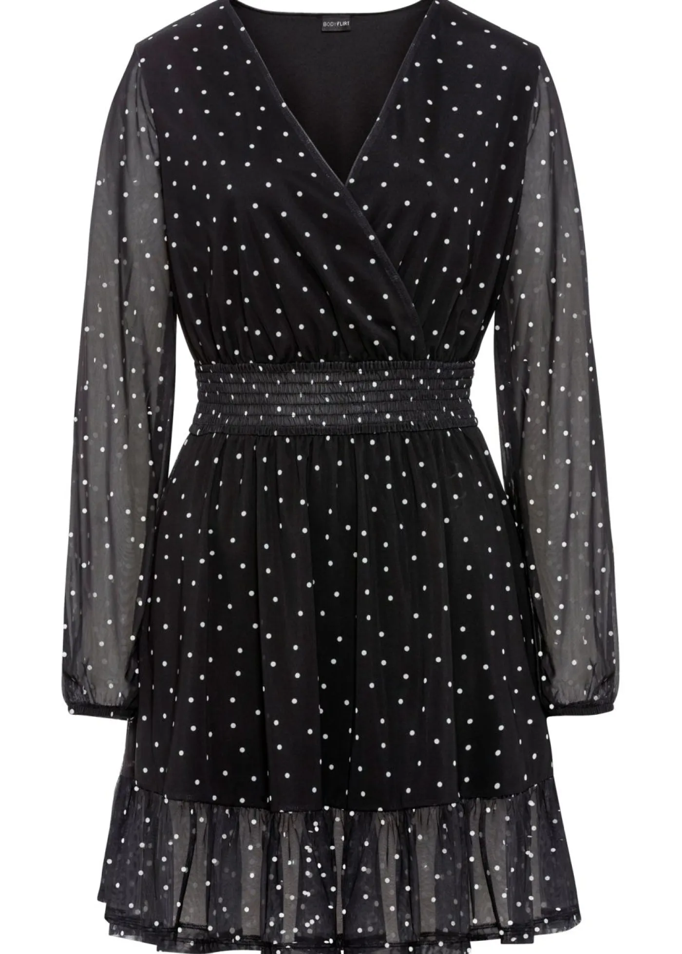 bonprix bonprix Vestido corto negro / crema suave topos Clearance