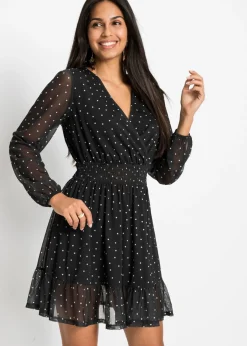 bonprix bonprix Vestido corto negro / crema suave topos Clearance