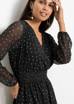 bonprix bonprix Vestido corto negro / crema suave topos Clearance