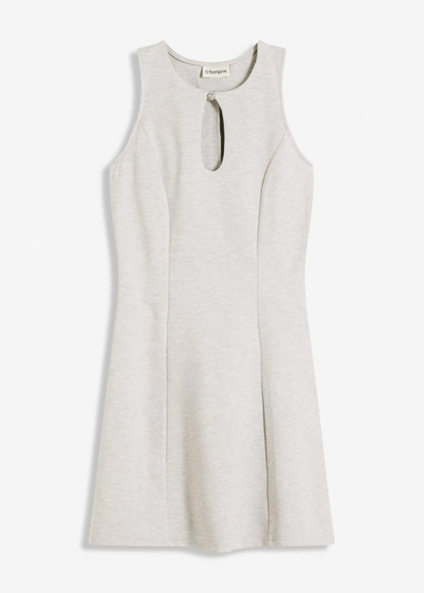bonprix bonprix Vestido corto con botón decorativo gris claro jaspeado moteado