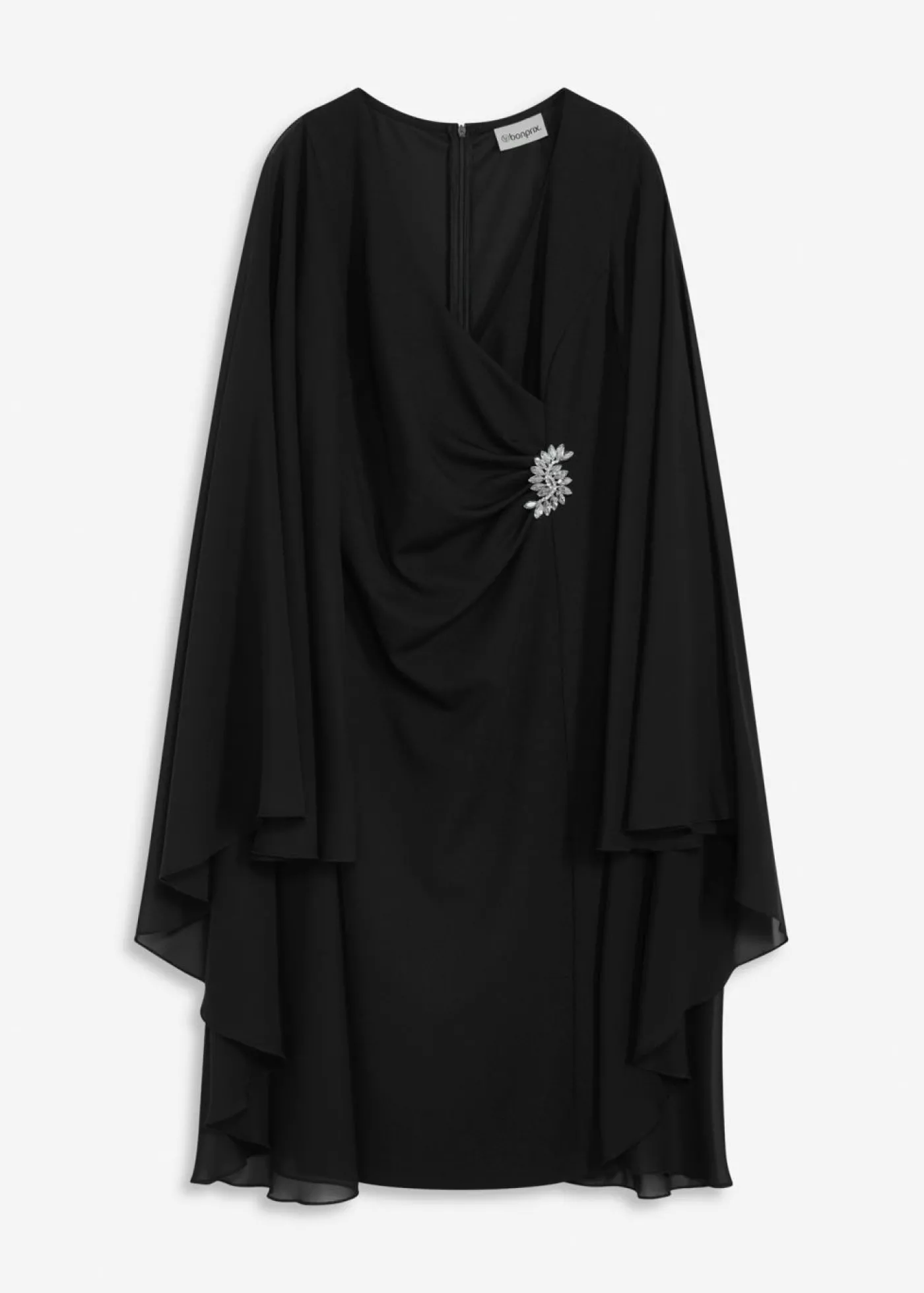 bonprix bonprix Vestido corto con capa de gasa fina Negro