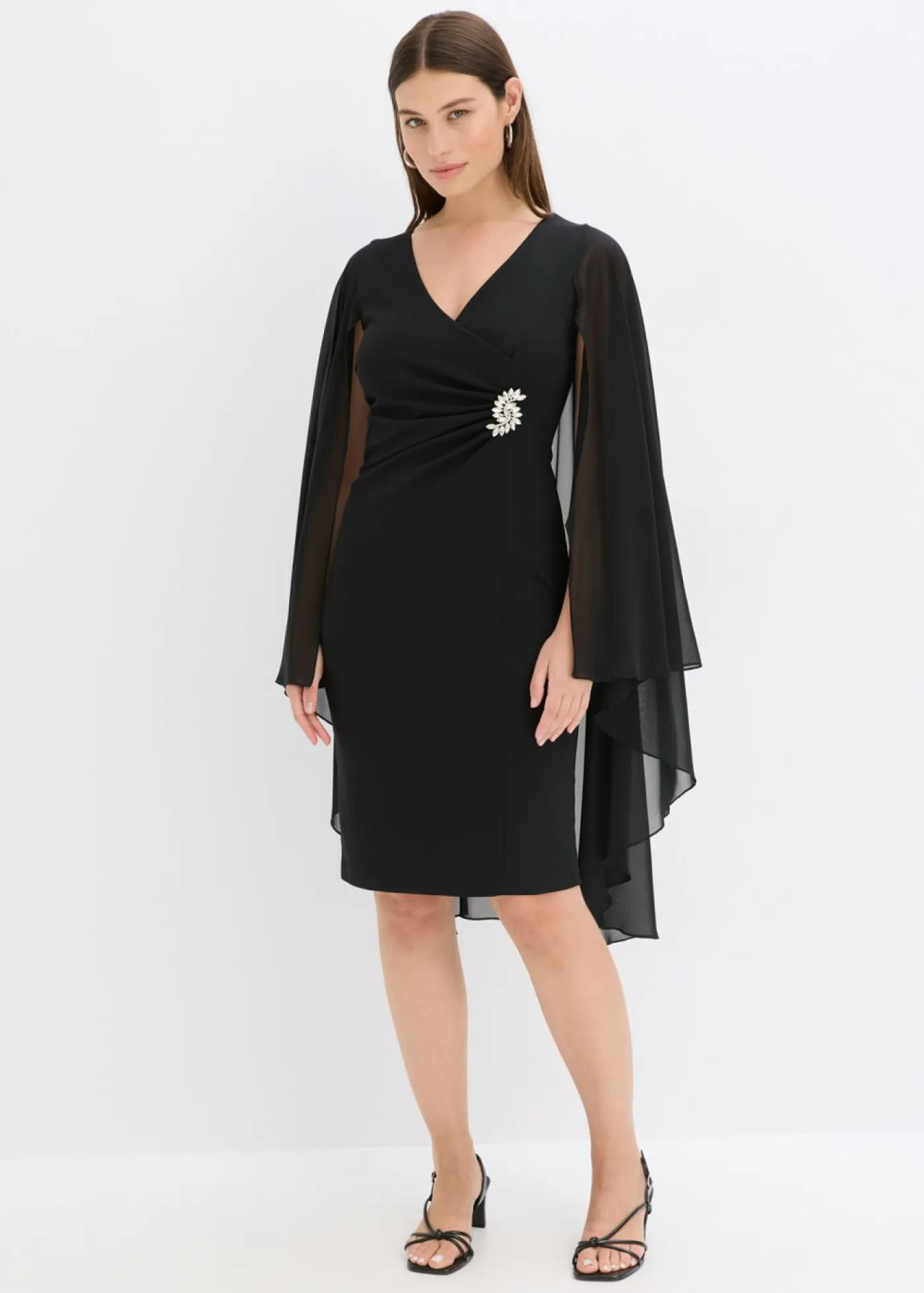 bonprix bonprix Vestido corto con capa de gasa fina Negro