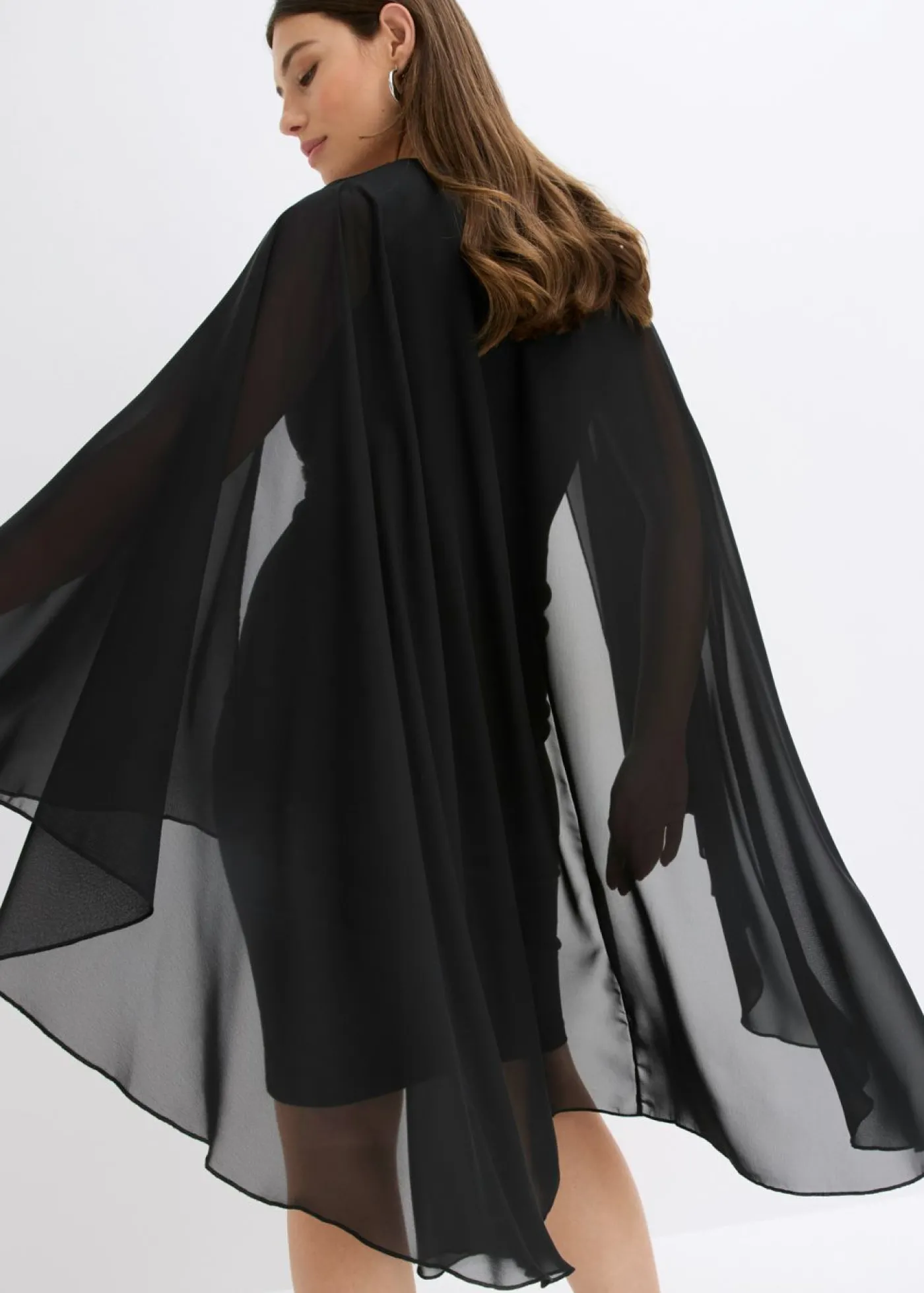 bonprix bonprix Vestido corto con capa de gasa fina Negro