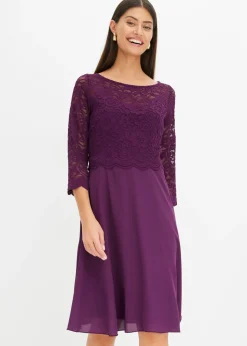 bonprix bonprix Vestido corto con encaje púrpura oscuro Online