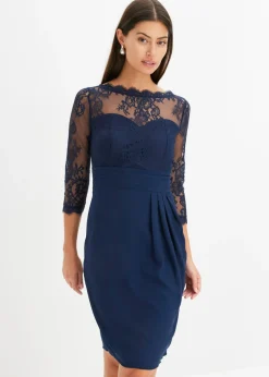 bonprix bonprix Vestido corto con encaje Azul marino Outlet