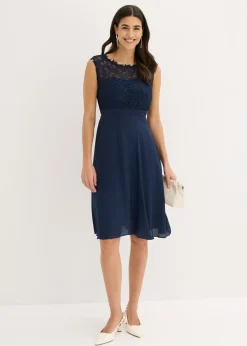 bonprix bonprix Vestido corto con encaje Azul marino Online